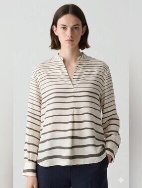 Theory Popover Tunic B - Painted Stripe Cream and green size S ptp 21"